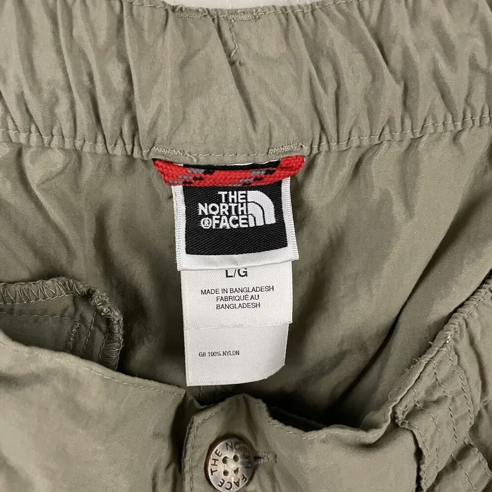The North Face Mens L Tan Beige Khaki 100% Nylon Cargo Short Hiking Gorp